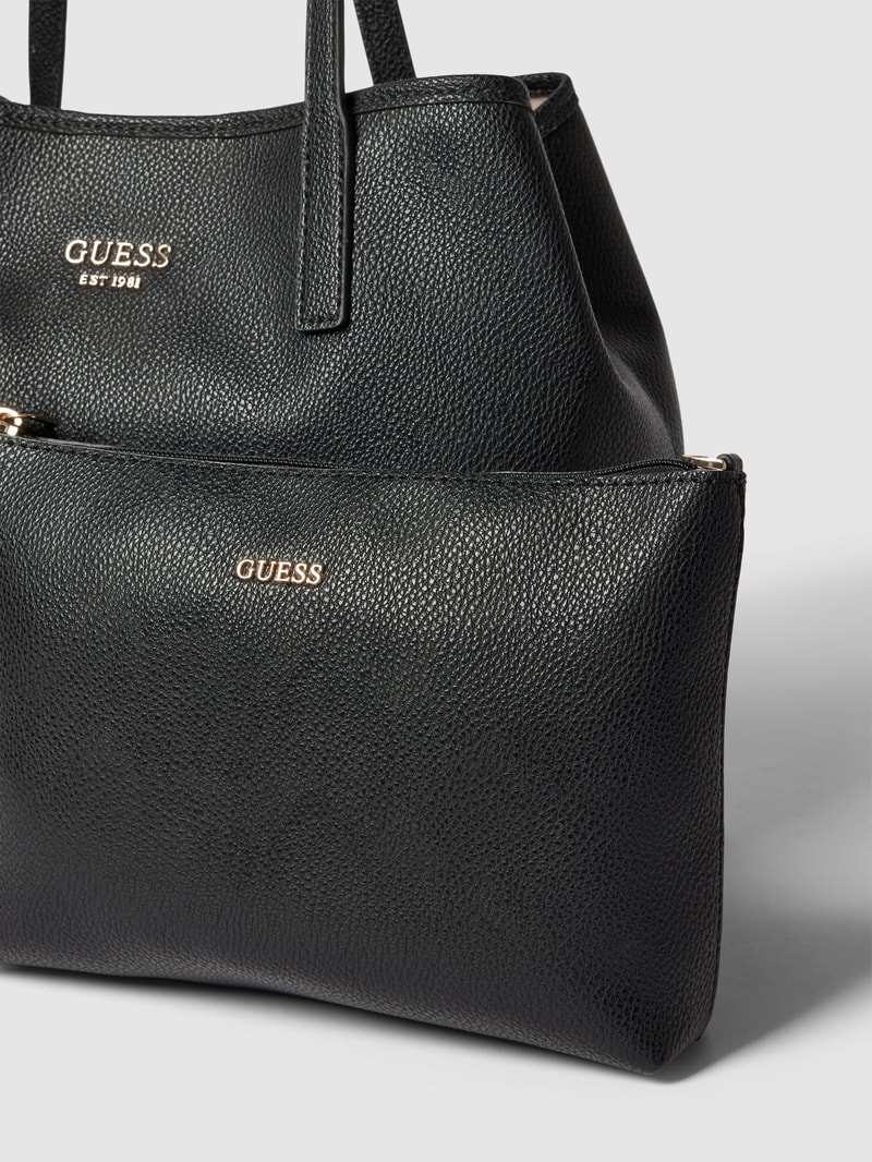 Shopper mit Label-Detail Modell 'VIKKY' in schwarz
