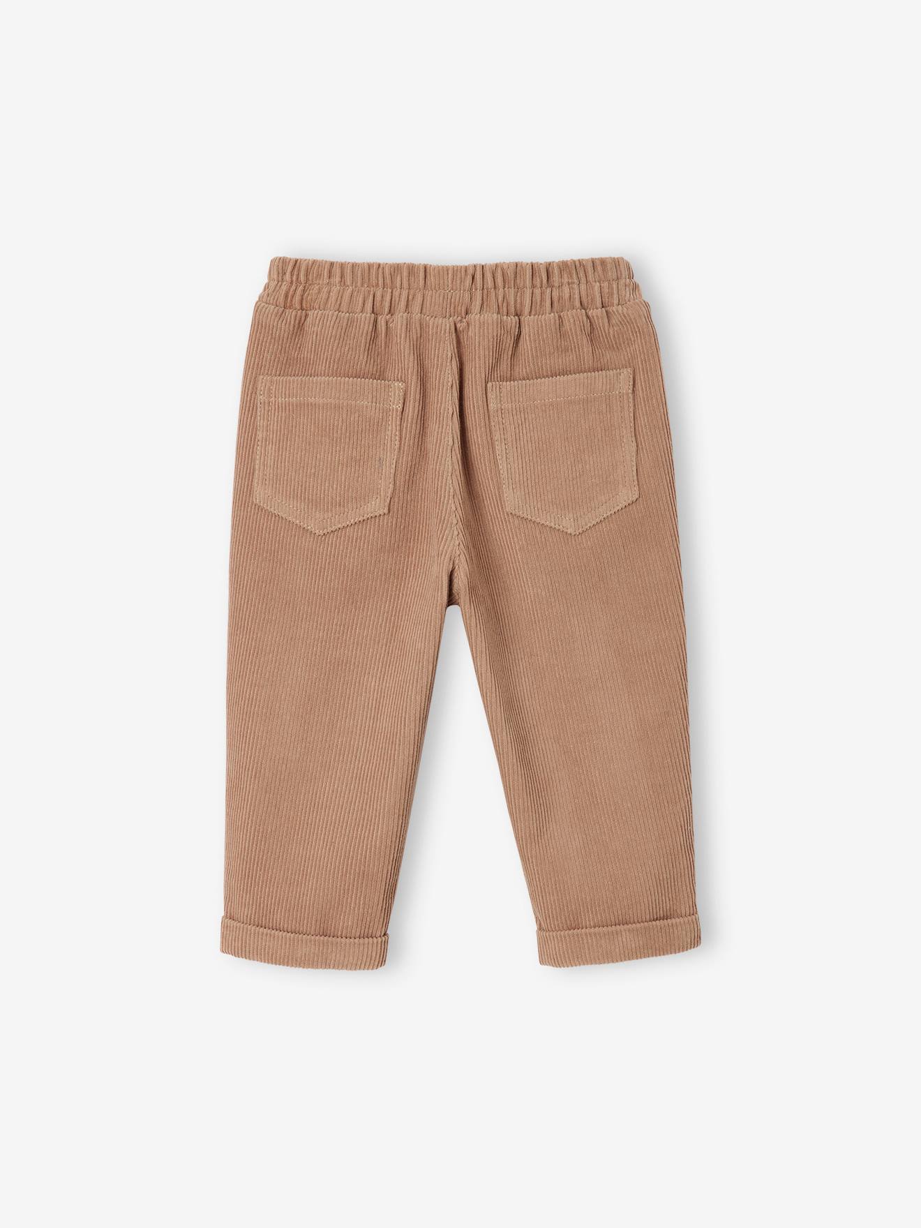 Pantalon bébé en velours côtelé taupe