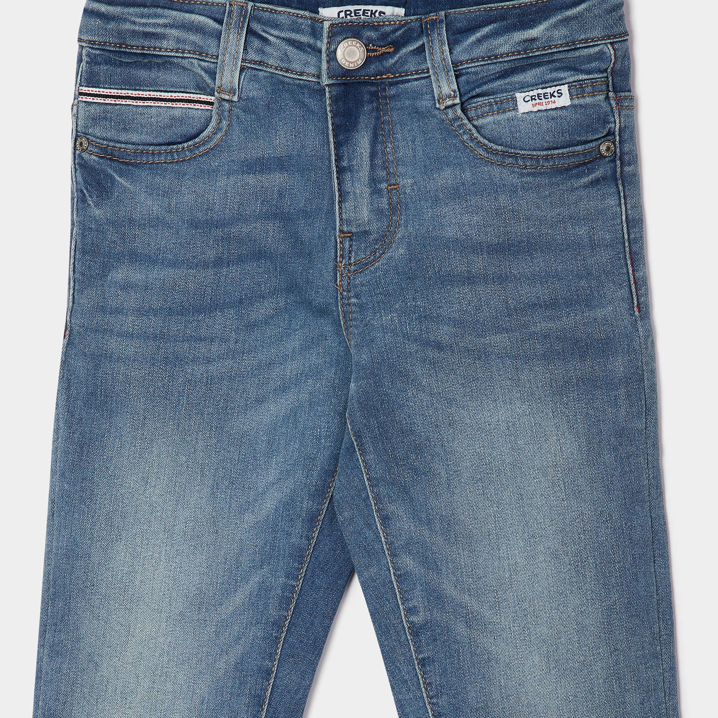 Jeans skinny taille ajustable Creeks denim double stone garçon | La Halle