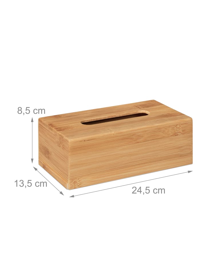 relaxdays Kosmetiktücherbox in Natur - (B)24,5 x (H)8,5 x (T)13,5 cm günstig kaufen onesize
