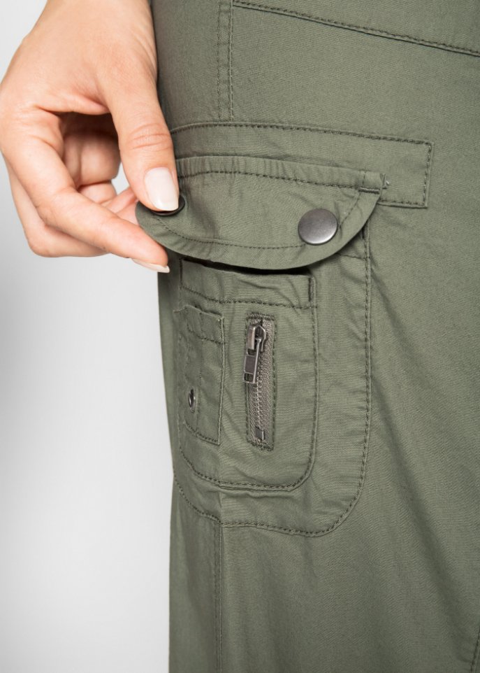 3/4-Baumwoll-Cargohose mit Bequembund