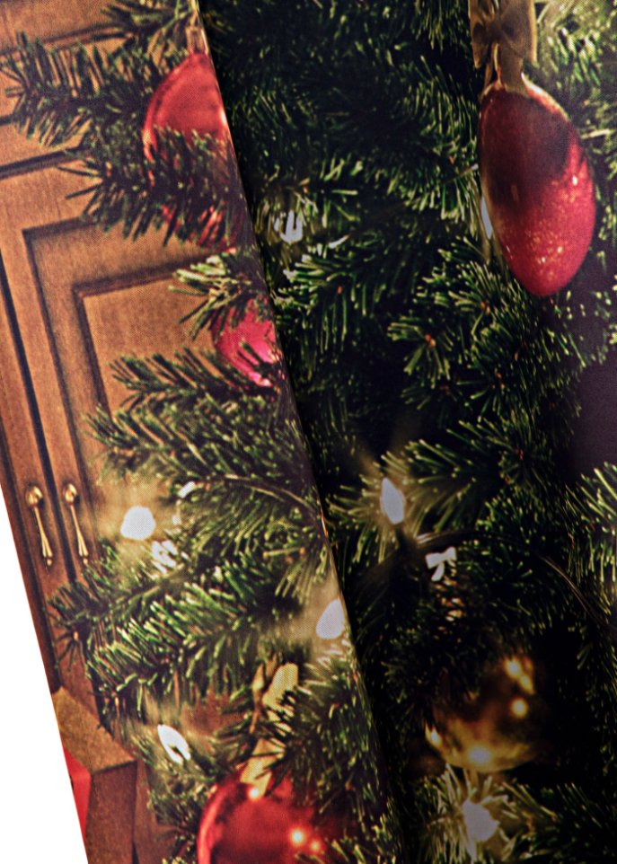 Verdunkelungsvorhang mit weihnachtlichem Druck (2er Pack)