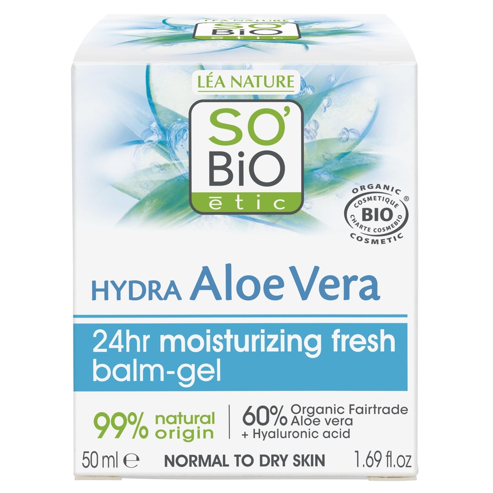 LÉA NATURE SO BiO étic Baume-gel hydratation¹ fraîcheur 24h, peaux normales à sèches, Hydra Aloe Vera Baume gel