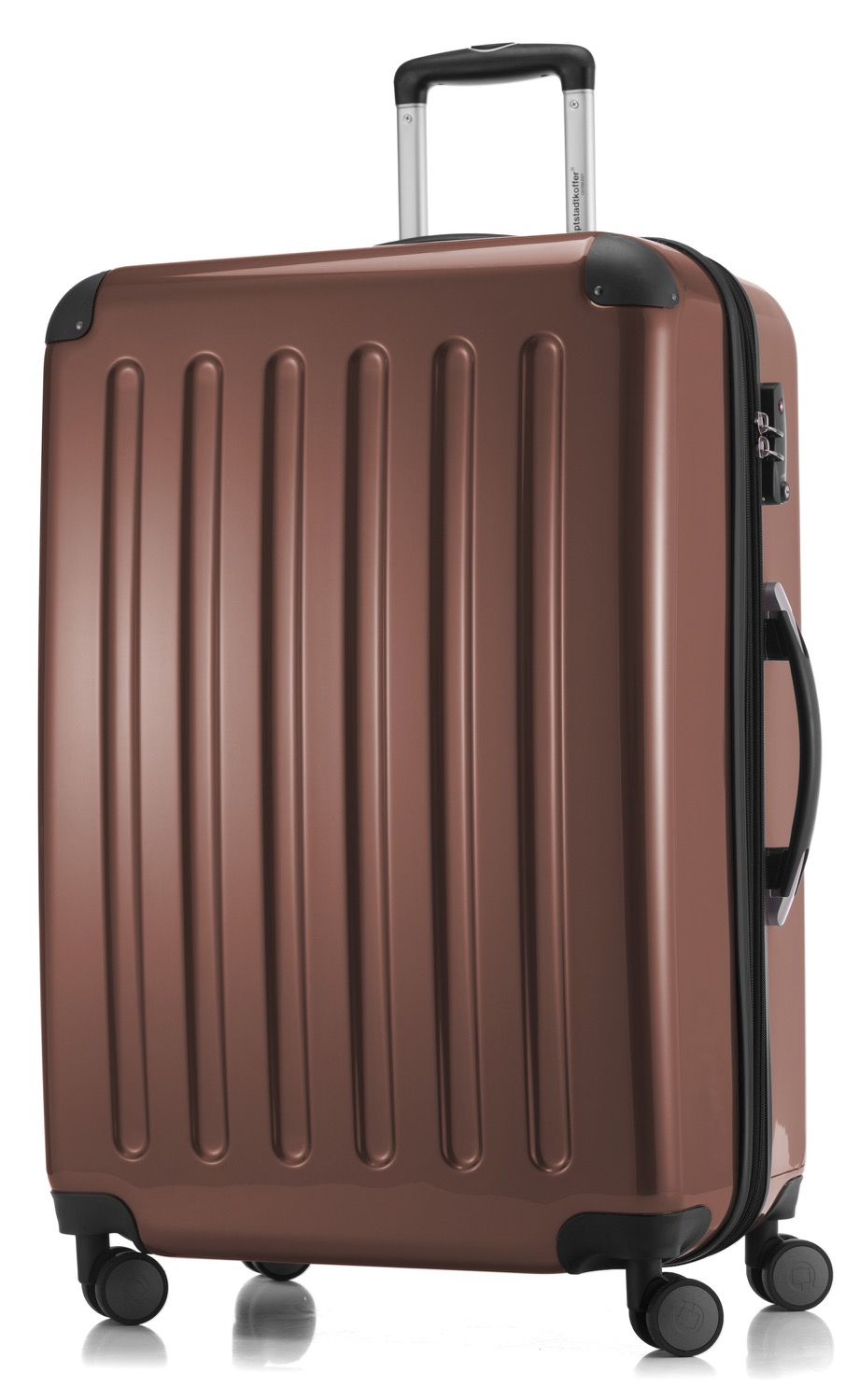 Alex - suitcase hard shell black glossy, TSA, 75 cm, 119 liters