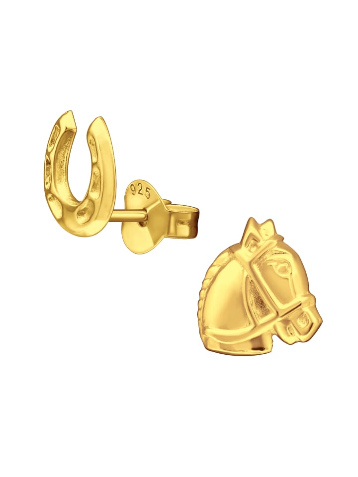 Alexander York Ohrringe, Ohrstecker PFERD und HUFEISEN in Gold aus 925 Sterling Silber, 2-tlg. günstig kaufen onesize