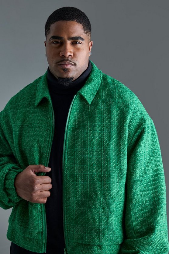Plus kastige Oversize Bouclee-Jacke mit Reißverschluss