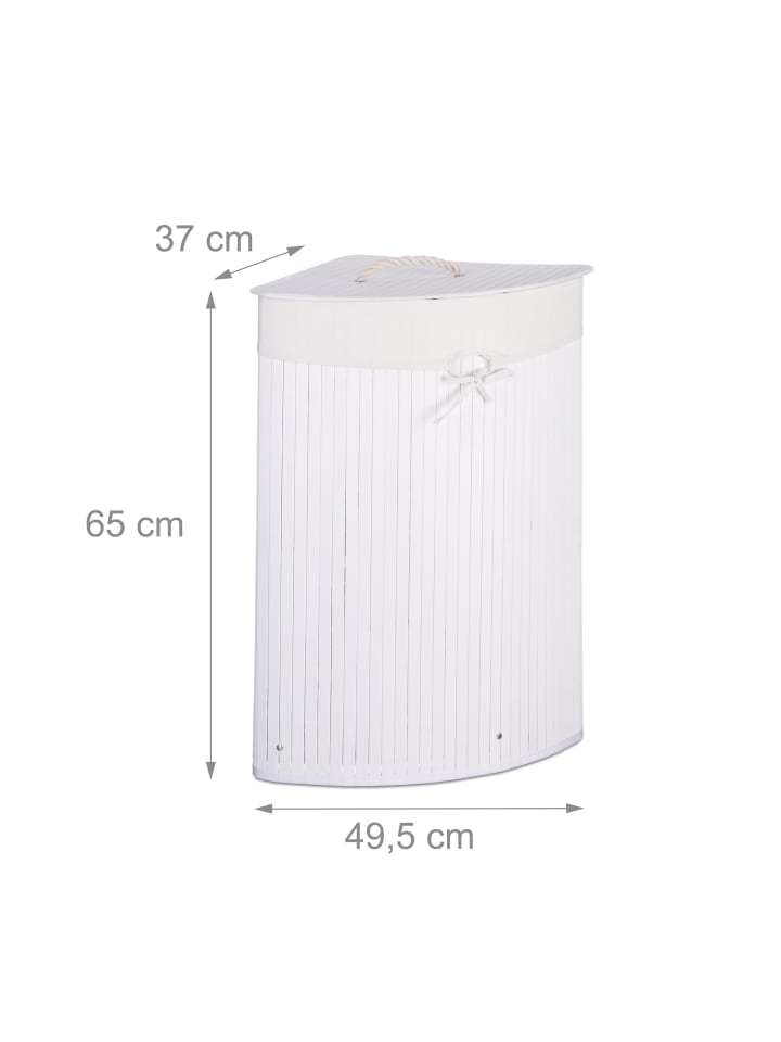relaxdays 2 x Eckwäschekorb in Weiß - (B)49,5 x (H)65 x (T)37 cm günstig kaufen onesize