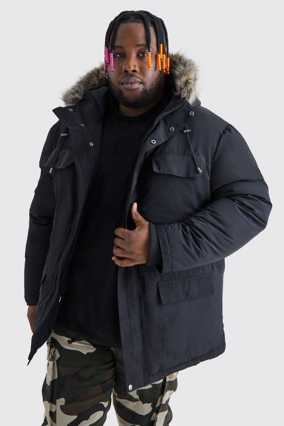 Plus Arctic Parka mit Kunstpelzkapuze