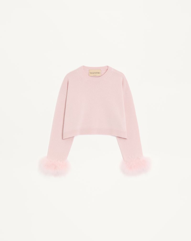 Suéter de cashmere com penas