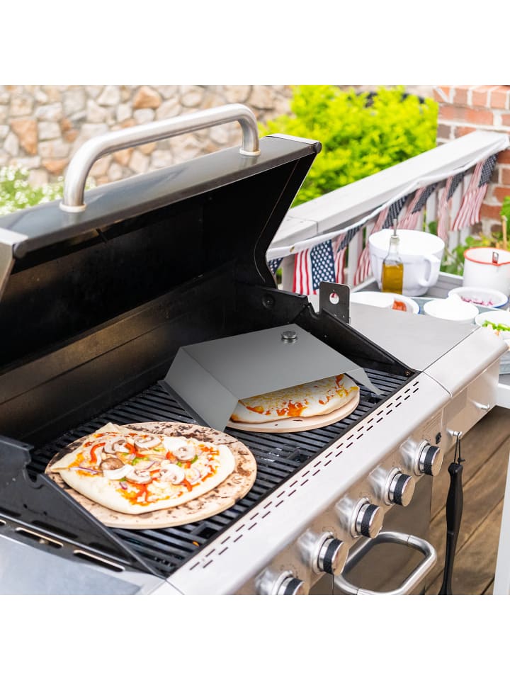 relaxdays BBQ Pizzaaufsatz in Silber günstig kaufen onesize