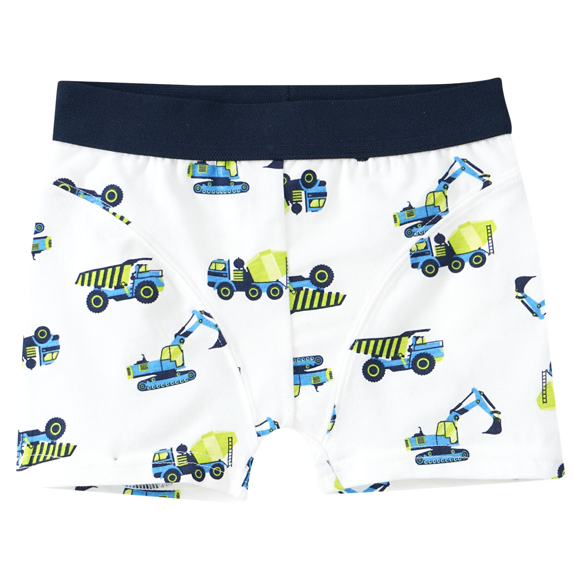 3 Jungen Boxer mit Baustellenfahrzeugen