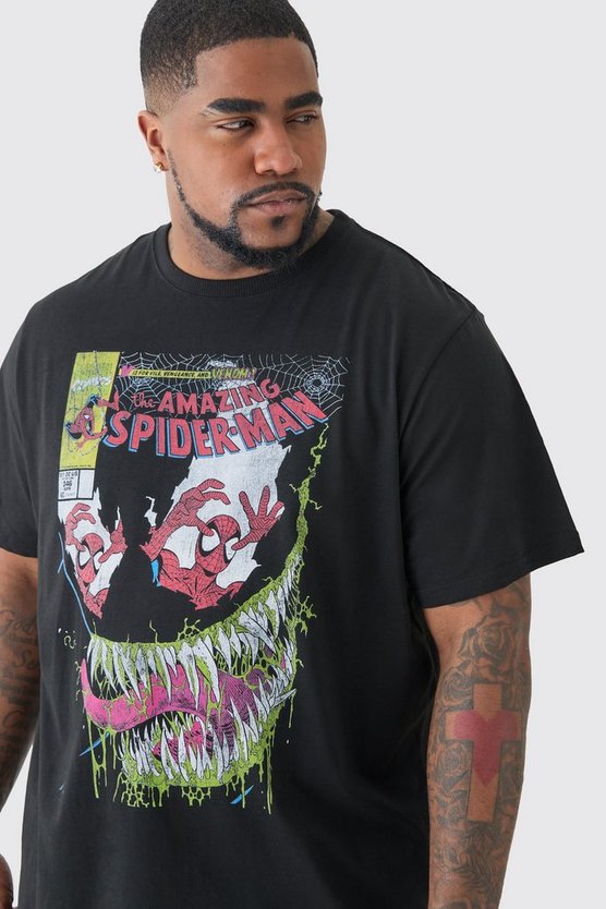 Plus schwarzes Spider Man T-Shirt