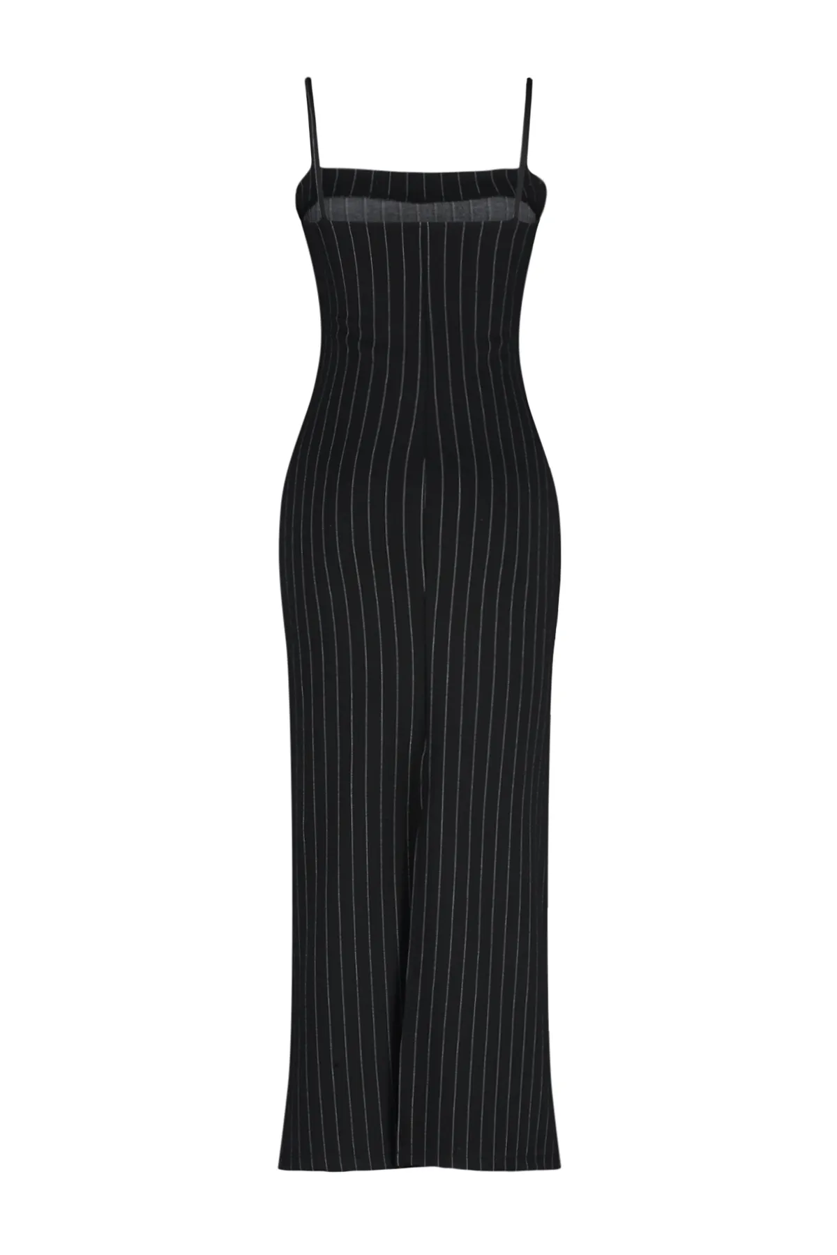 Trendyol Collection  Schwarzes, gestreiftes Bodycone/körperbetontes Maxi-Bleistiftkleid aus Strick mit Trägern TWOSS24EL00290