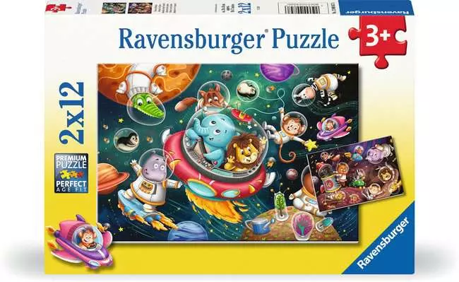 Kinderpuzzle ab 3 Jahren - Tiere im Weltall - 12 Teile