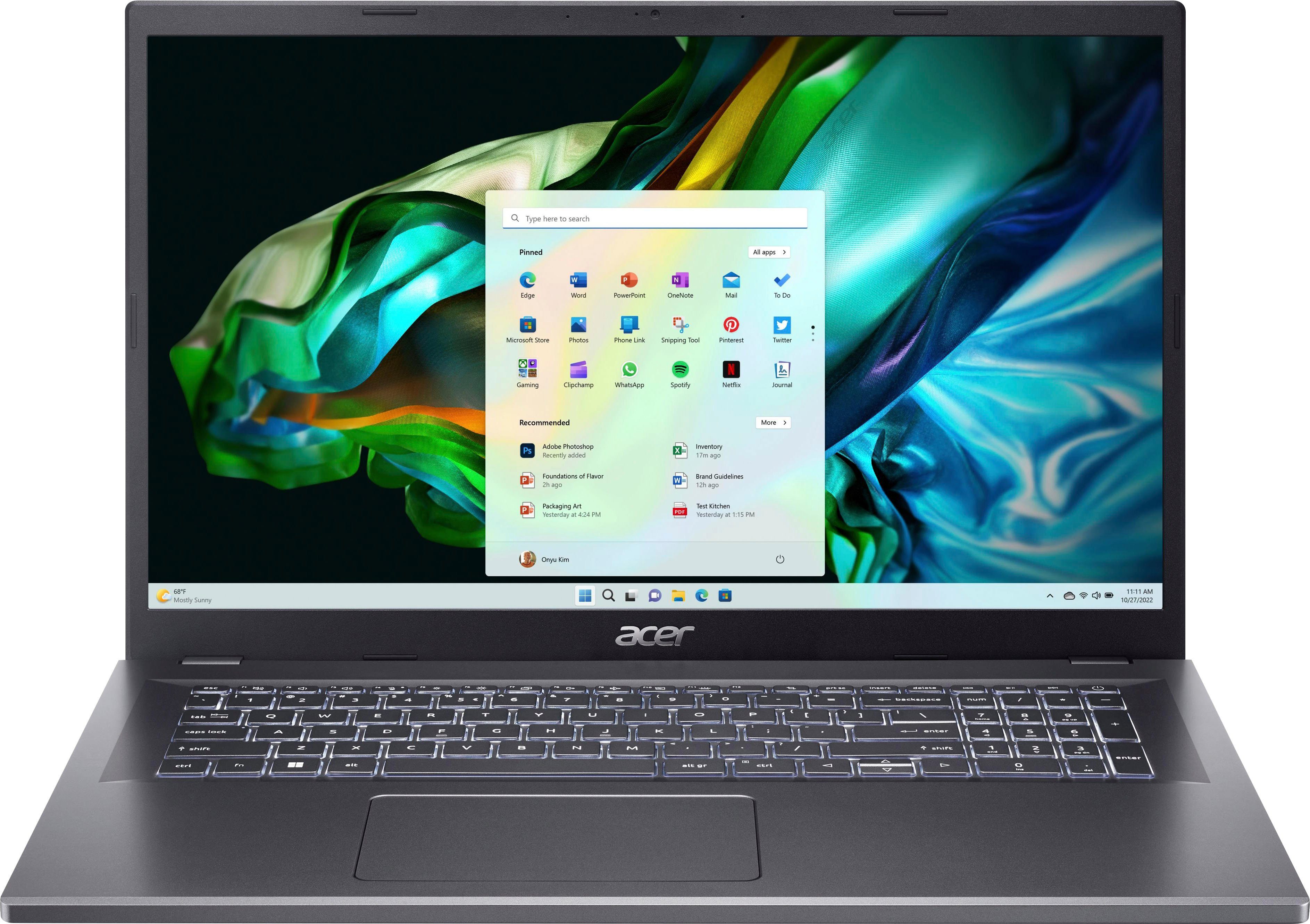 Acer A517-58M-58ER Notebook (43,94 cm/17,3 Zoll, Intel Core i5 1335U, Iris Xe Graphics, 1000 GB SSD)
