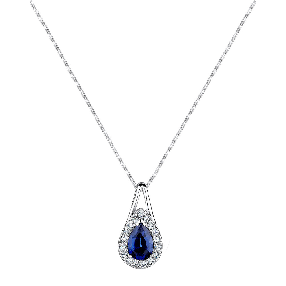 Elli Elli Collier Tropfen Saphir Kristalle 925 Silber collier