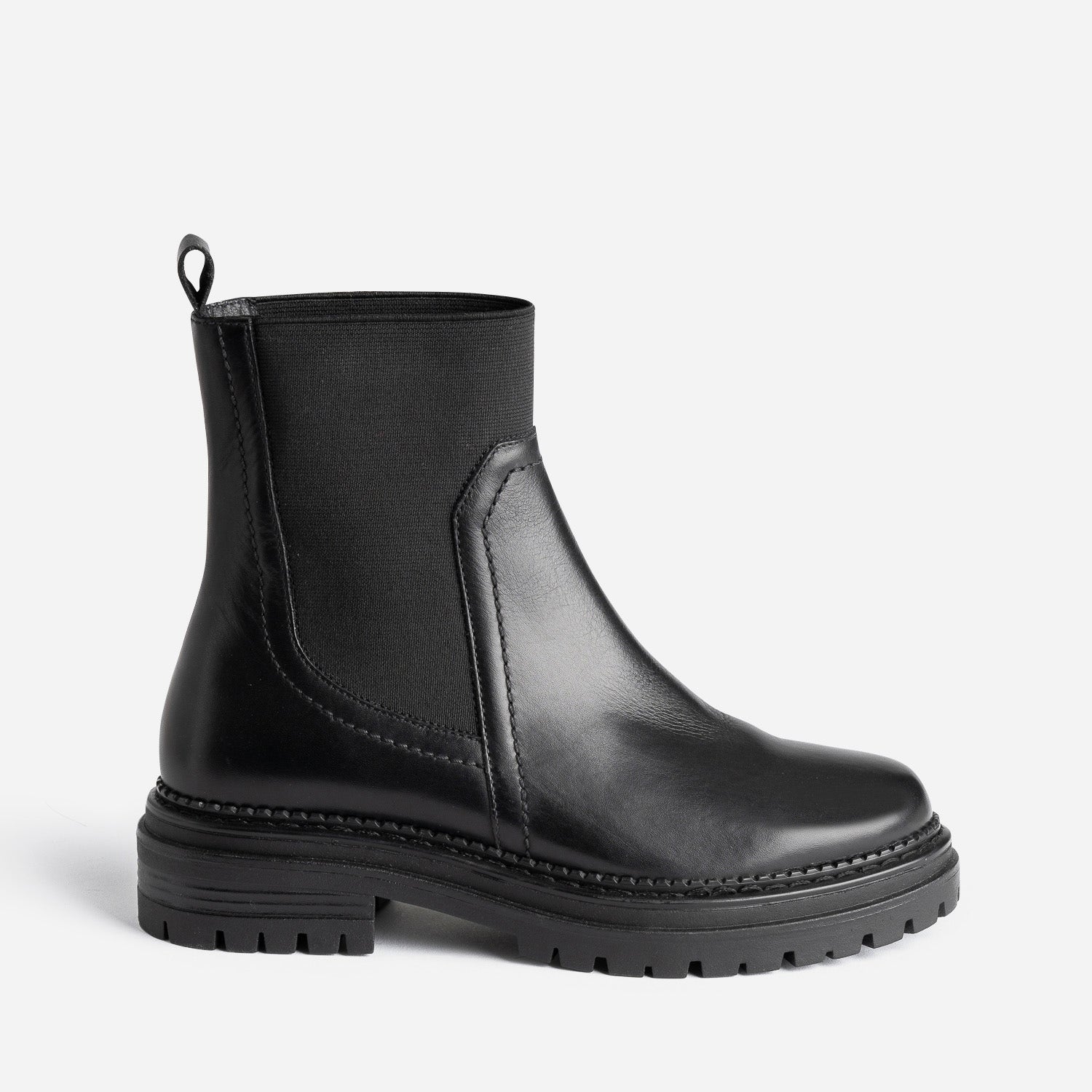 Chelsea boots TEXTO noir en cuir à semelle crantée