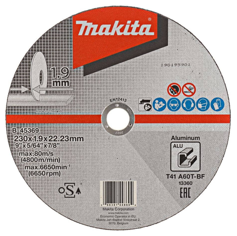 Makita Tilbehør B-45369 Skjæreskive 230x22,23x1,9mm aluminium