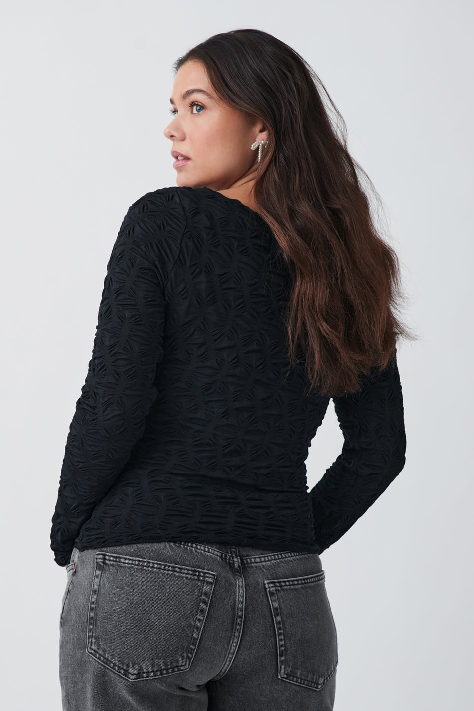 Textured long sleeve top