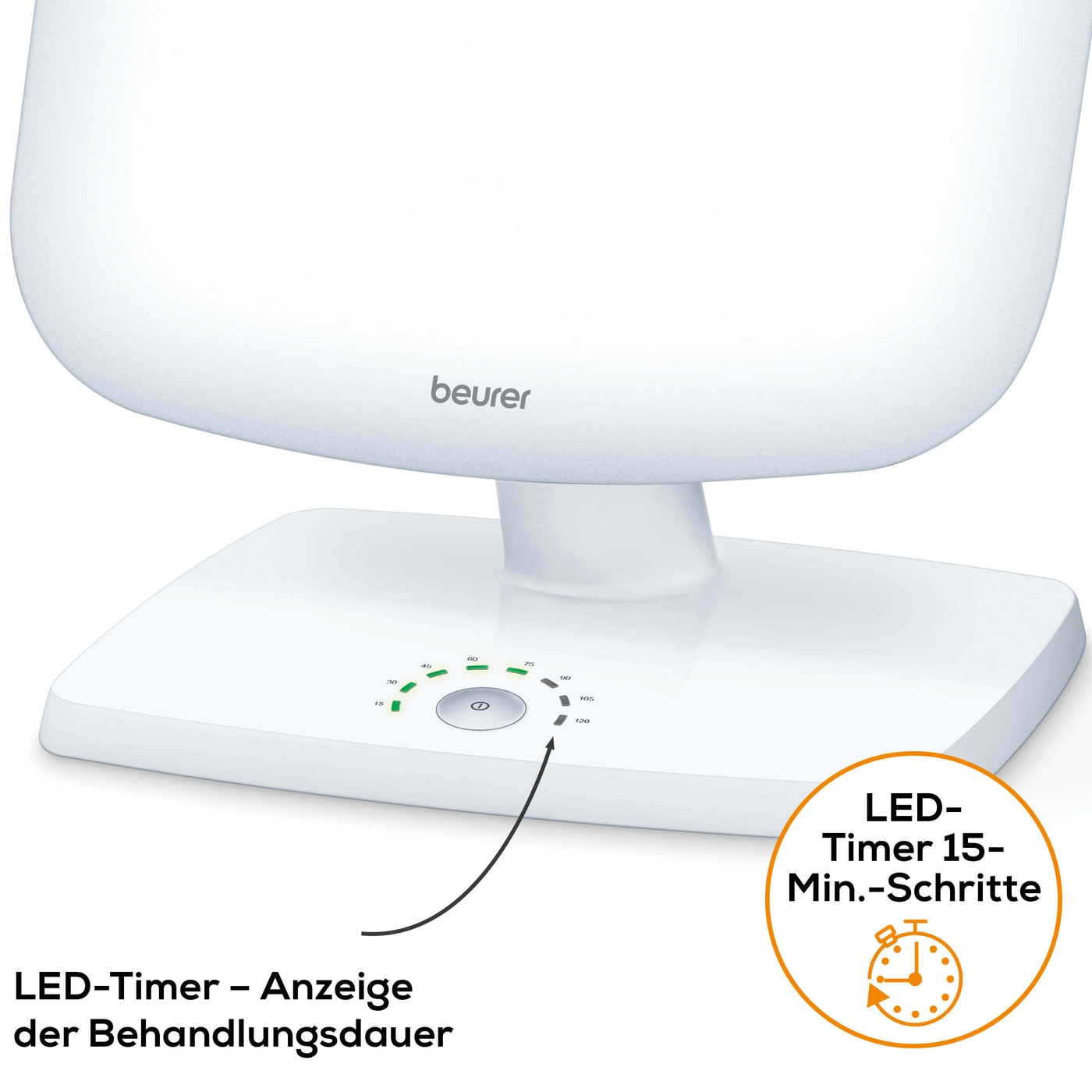 Beurer Tageslichtlampe TL 90-Tageslichtlampe für Lichtmangel mit LED-Timer & Neigungsverstellung