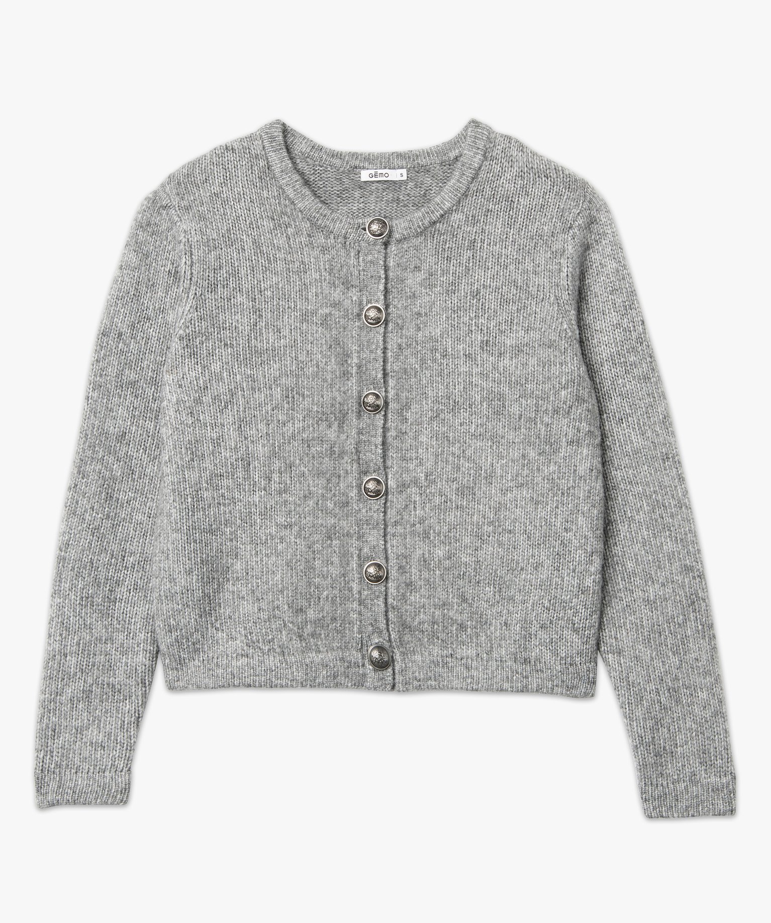 Gilet en grosse maille et boutons gravés femme gris | GEMO