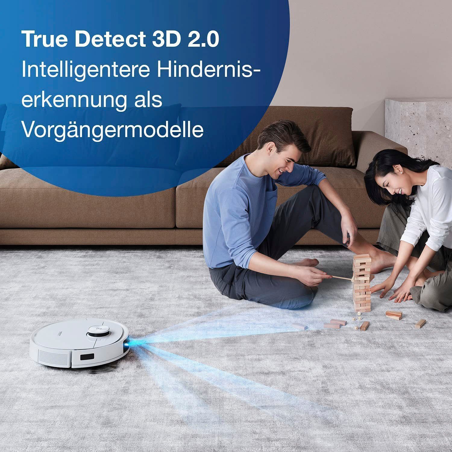 ECOVACS Nass-Trocken-Saugroboter DEEBOT T9+, 50 W, 3000PA, DToF-Laser, Absaugstation, für alle Fussbodenarten, Weiss