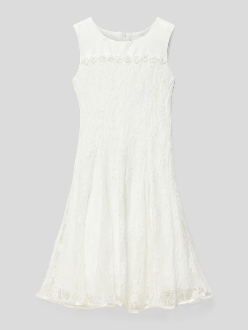 Kleid mit floraler Spitze in ecru