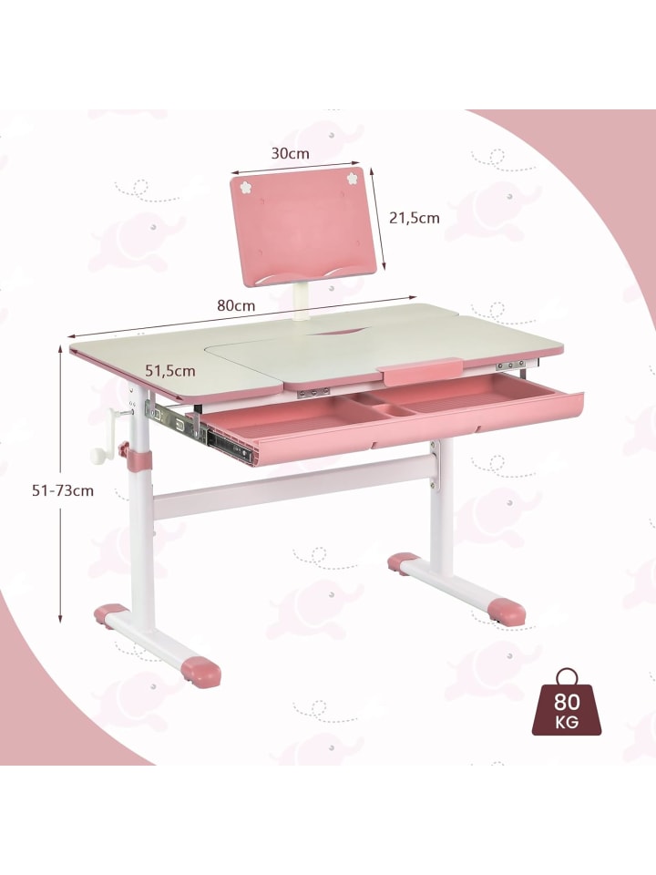 COSTWAY Schreibtisch für 3-12 Jahre in Rosa günstig kaufen onesize