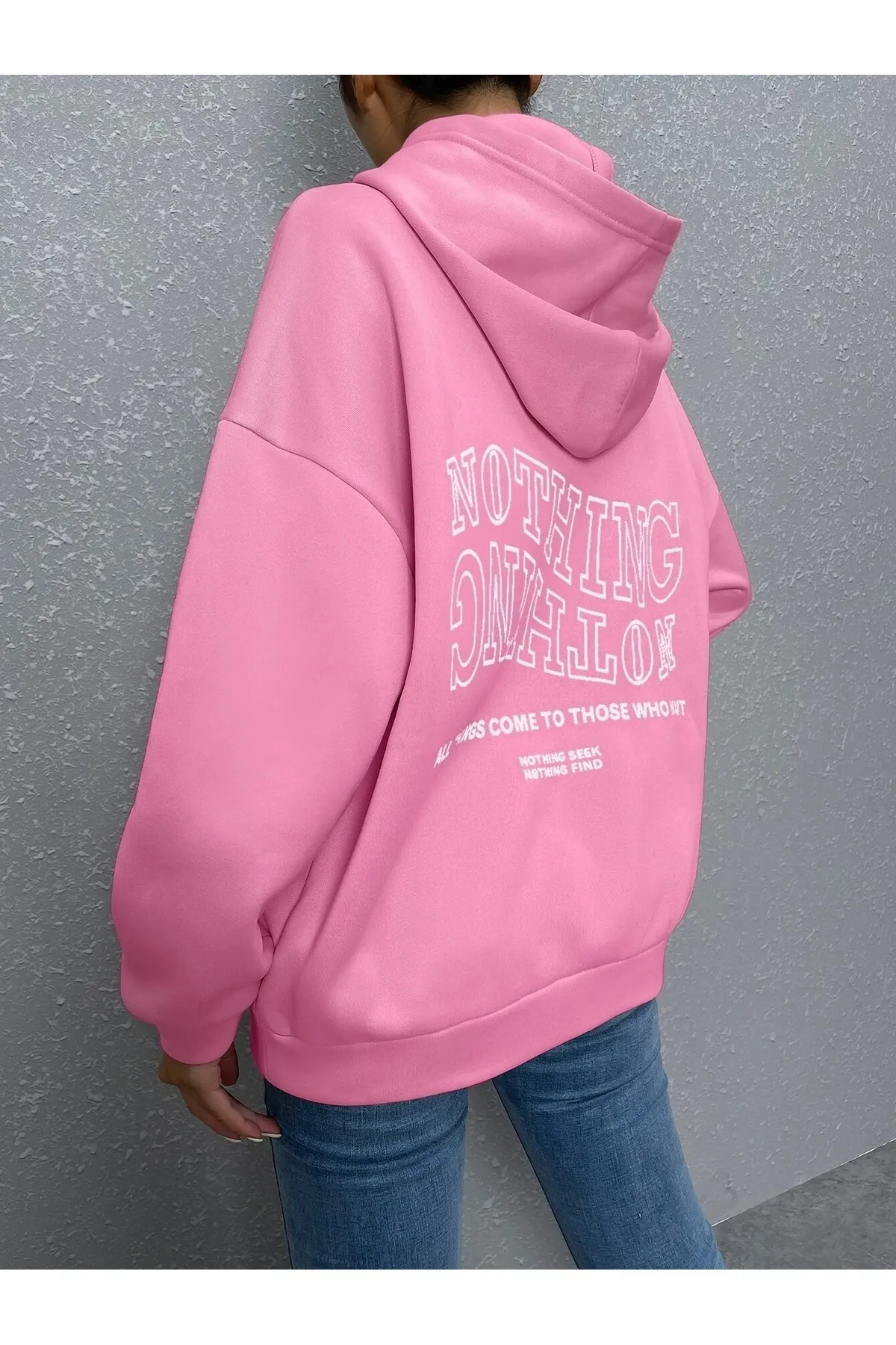 Know  Rosa Reverse Plain Nothing bedrucktes Oversize-Sweatshirt für Damen