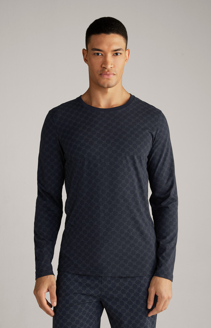 Cornflower Loungewear Longsleeve in Navy gemustert