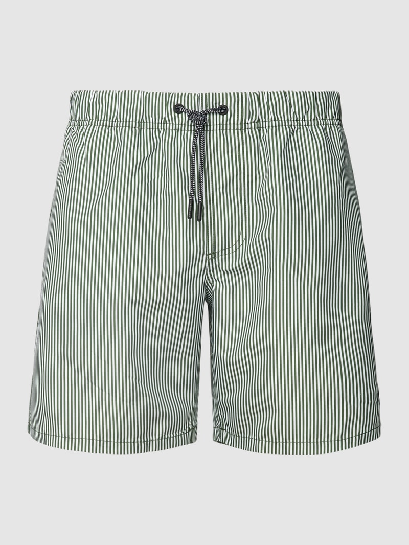 Badehose mit Streifenmuster in olivgrün