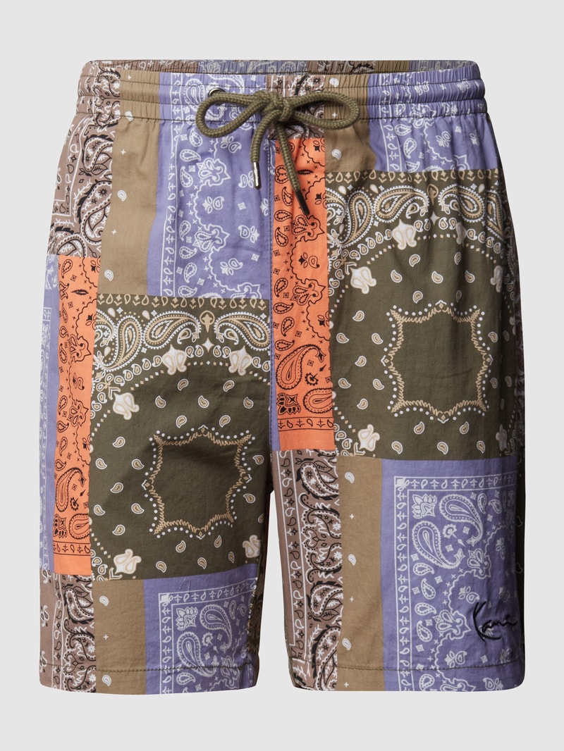 Shorts mit grafischem Allover-Muster in beige