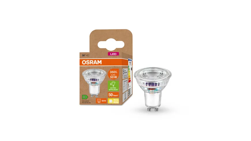 OSRAM Led Lamps Energy Class B Energy Efficieny Reflector 50 36 °  2.2 Watt/2700 K GU10