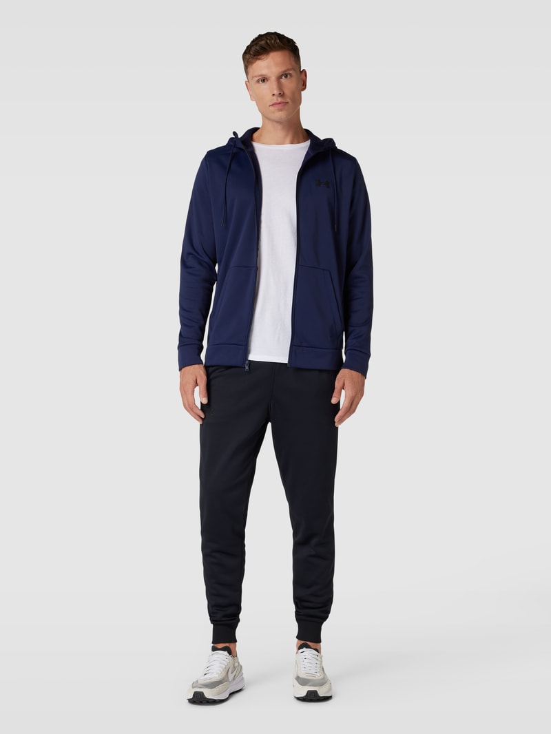 Sweatjacke mit Logo-Detail Modell 'Fleece' in marineblau