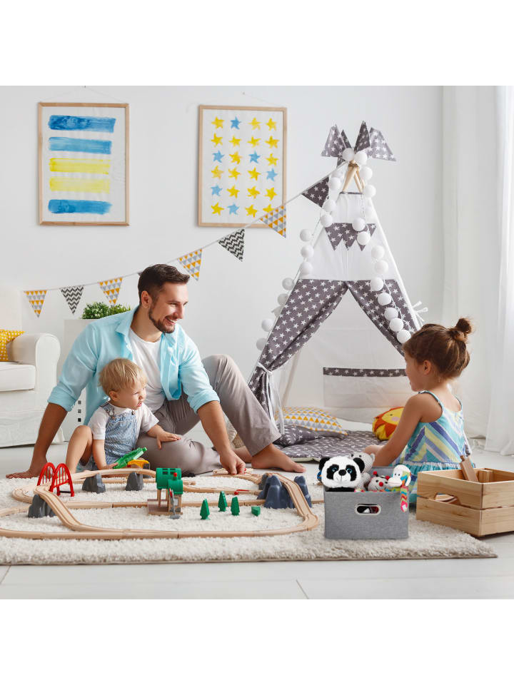 relaxdays 4x Aufbewahrungsbox in Grau - (B)34,5 x (H)20,5 x (T)42 cm günstig kaufen onesize