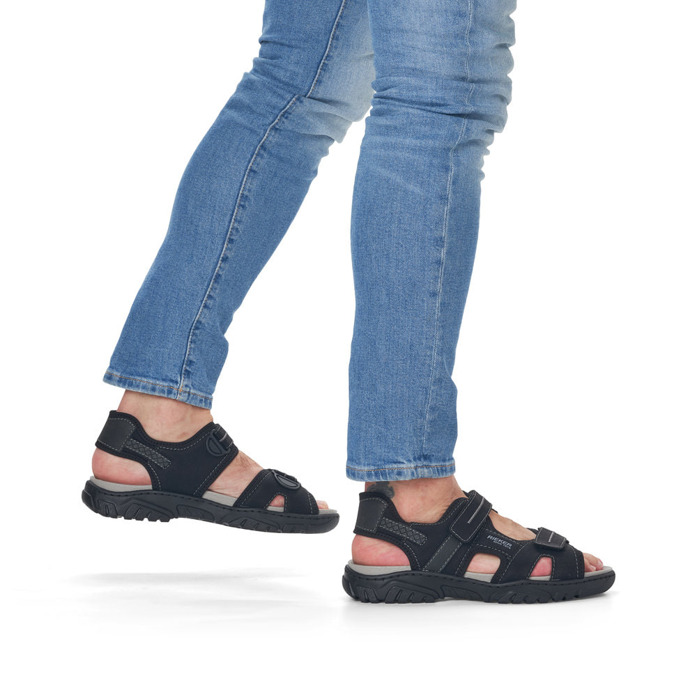 Rieker Herren Trekkingsandalen tiefschwarz