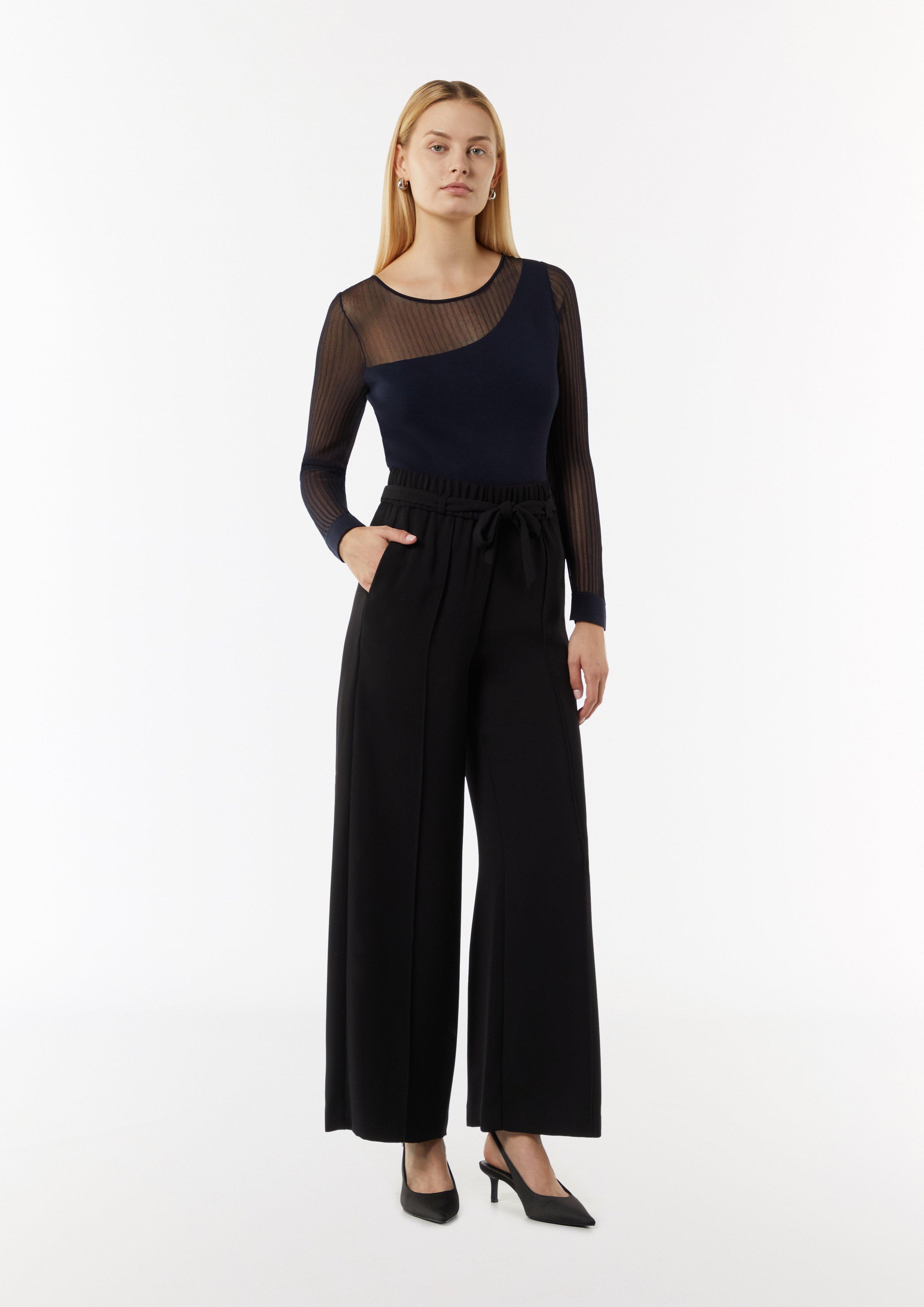 Feinstrickpullover mit Transparenz-Effekt - navy
