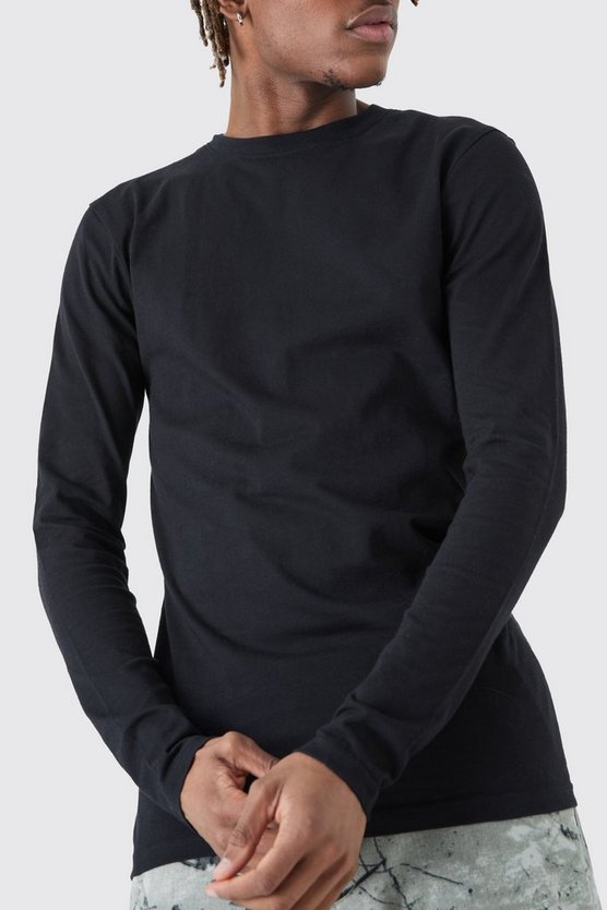 Tall langärmliges Muscle-Fit T-Shirt