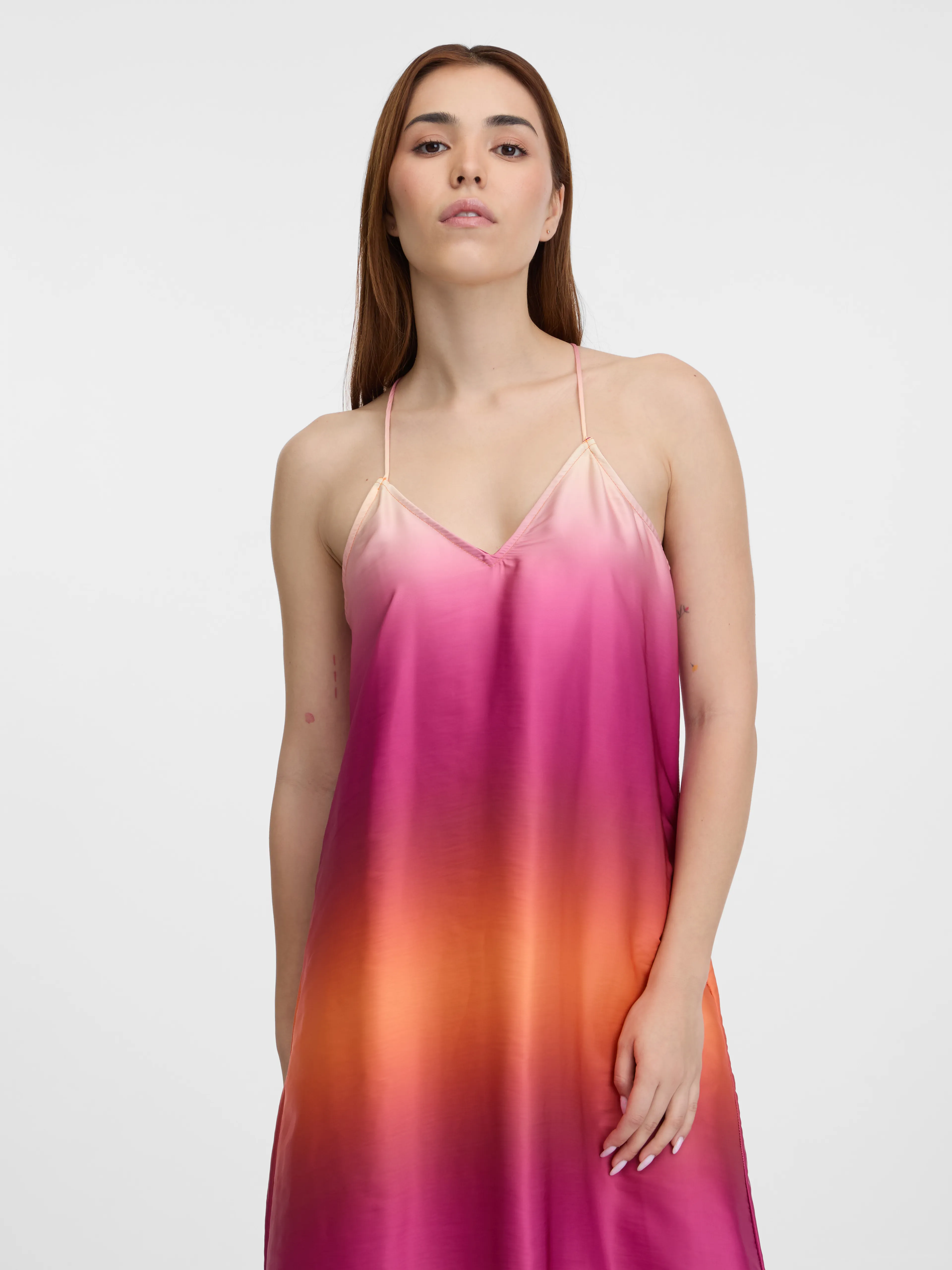 Orangefarbenes Damen-Midi-Kleid ORSAY