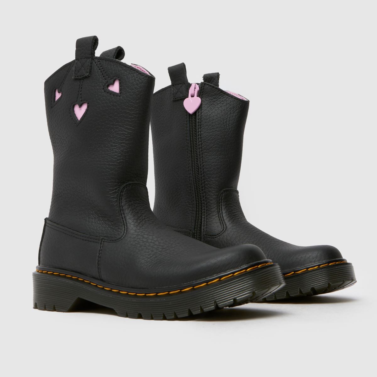 Dr Martens svarta Bex Heart pull-on flickstövlar för barn