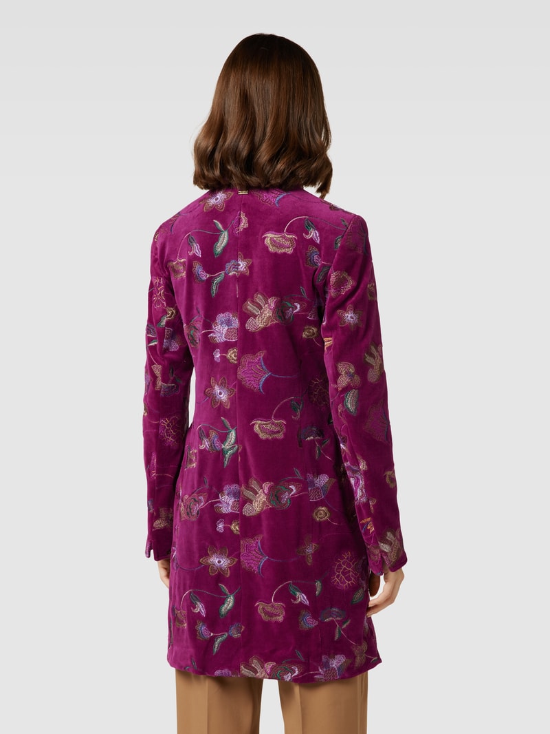 Longblazer mit floralem Stitching in bordeaux rot