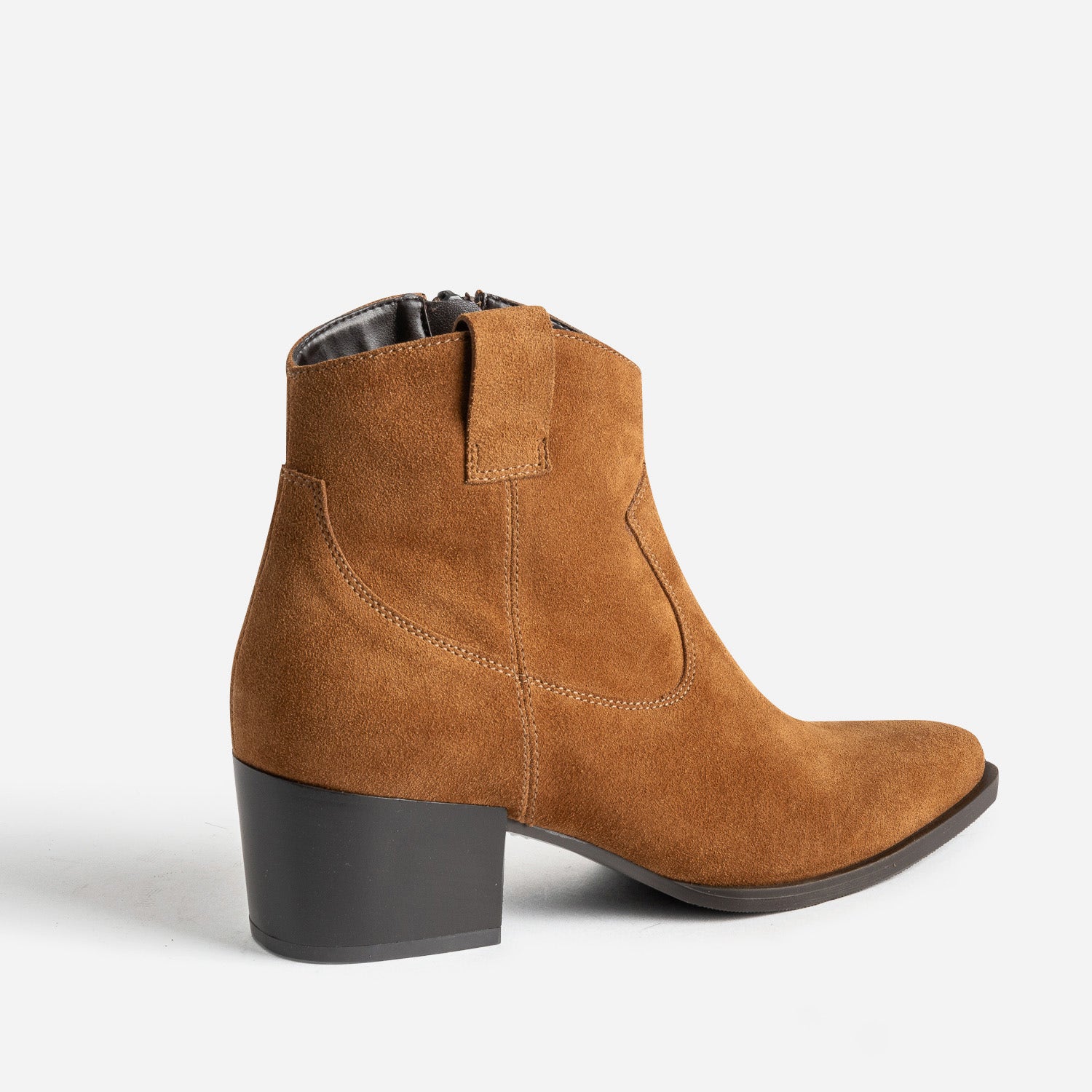 Boots Western TEXTO cognac cuir velours