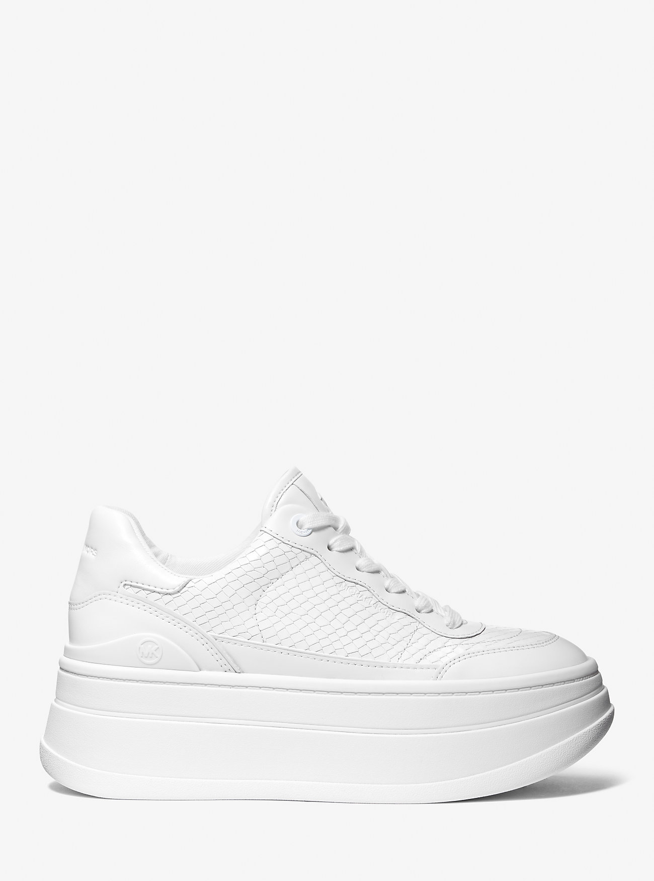 Hayes Snake Embossed Leather Platform Sneaker - OPTIC WHITE