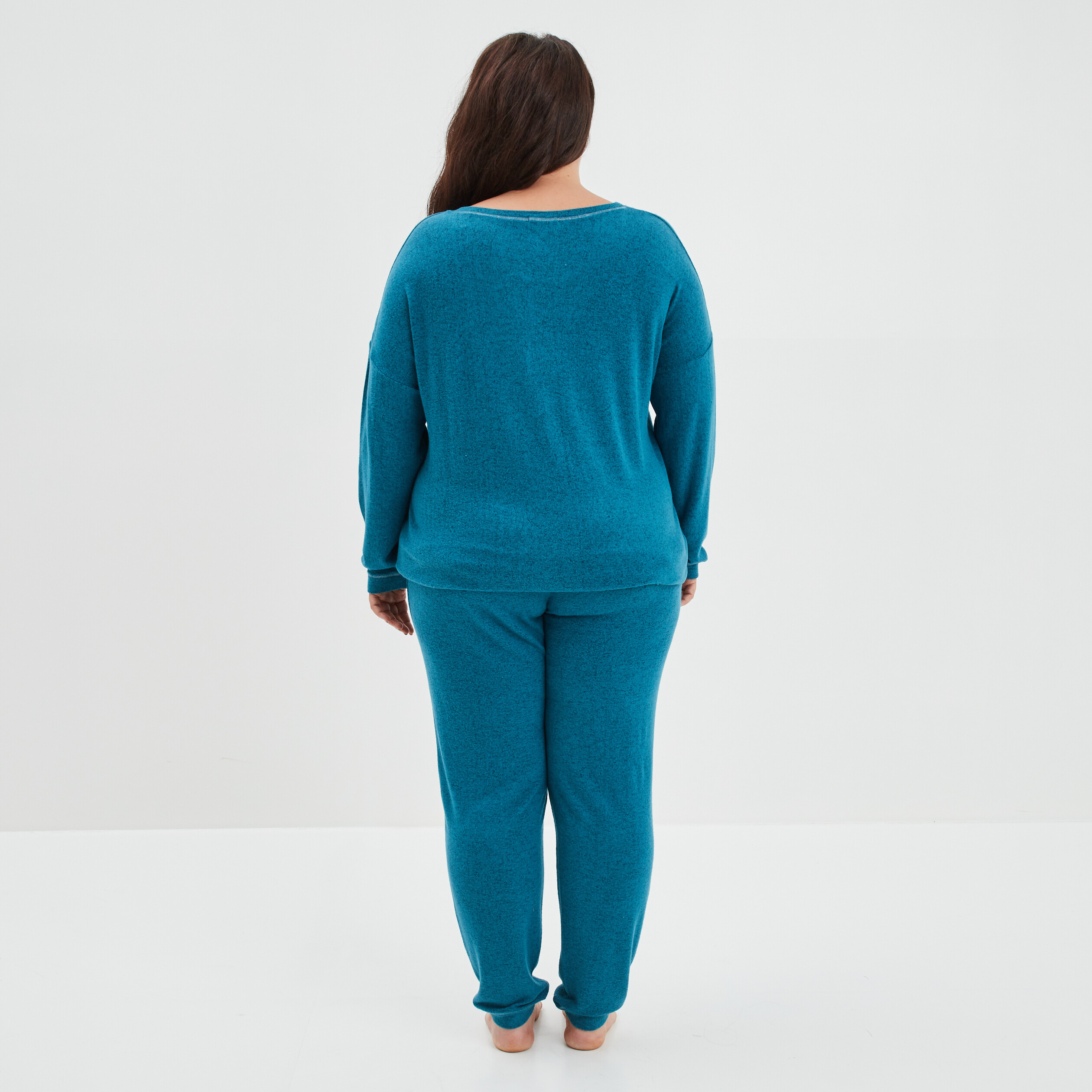 Ensemble pyjama pantalon 2 pièces bleu canard femme grande taille | La Halle
