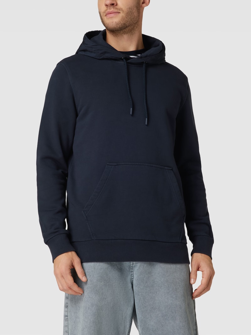 Hoodie mit Label-Stitching Modell 'Welonhood' in marineblau meliert