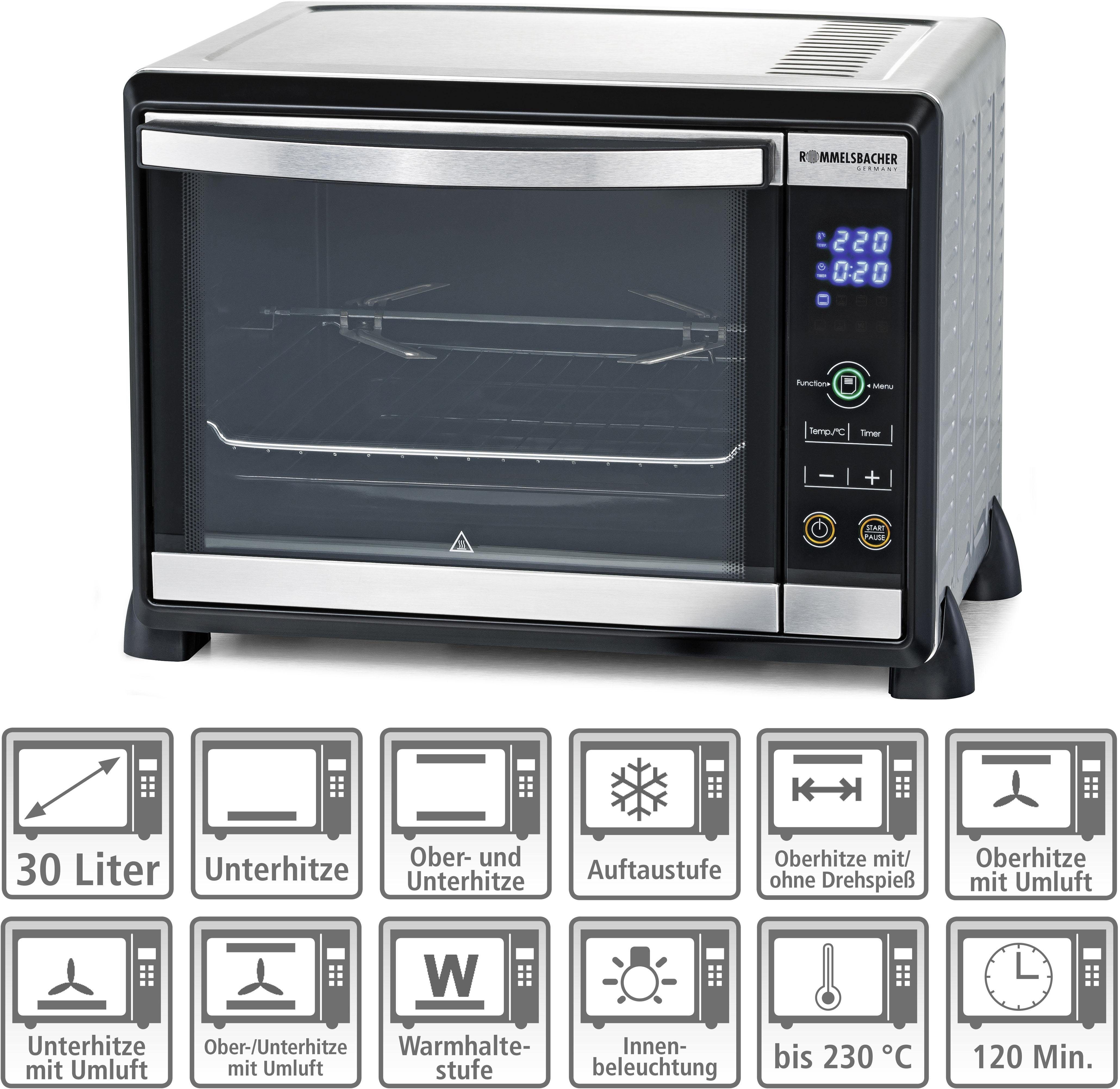 Rommelsbacher Minibackofen Elektronik Back & Grill Ofen BGE 1580/E