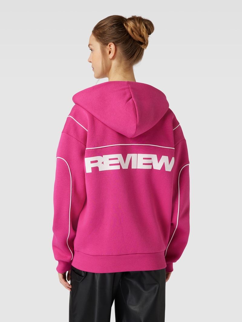 Sweatjacke mit Label-Print in fuchsia