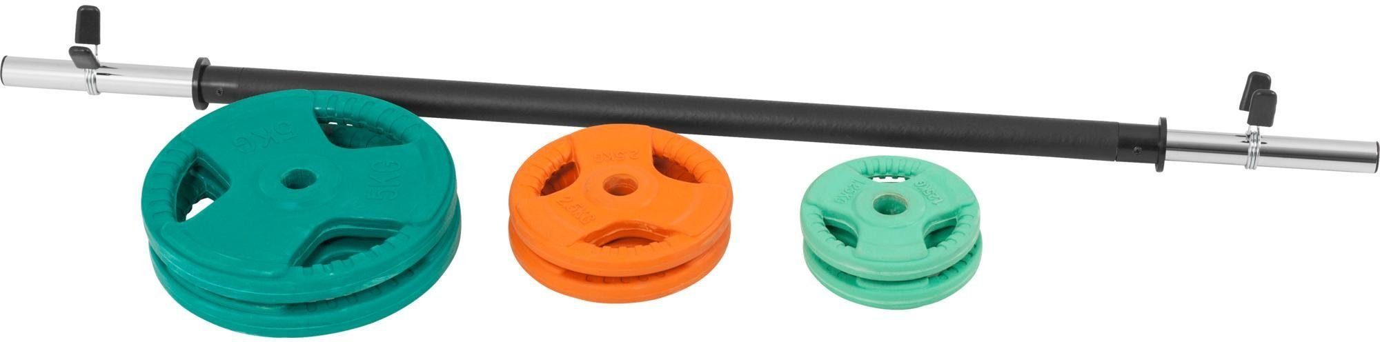 GORILLA SPORTS Hantel-Set Langhantelset Aerobic Gummi Gripper 19,3 kg