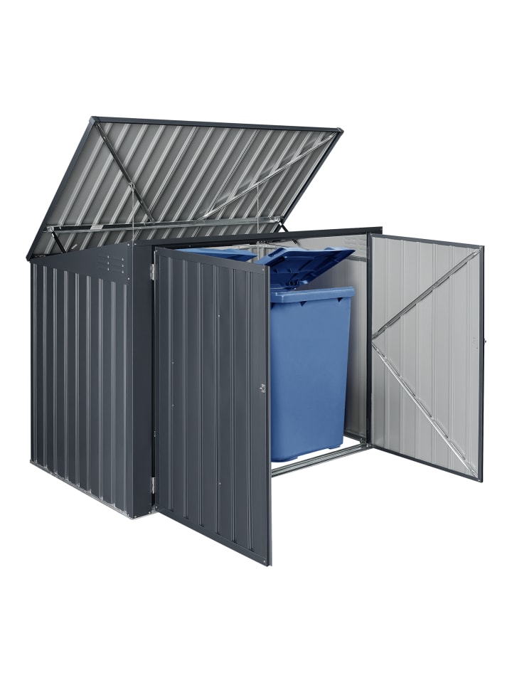 en.casa Mülltonnenbox Grebin für 2 Tonnen in Grau (L)173cm günstig kaufen onesize