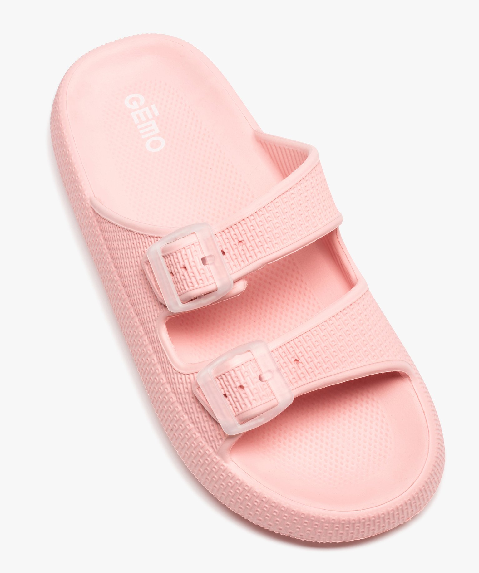 Mules de piscine femme unies à brides bouclées rose | GEMO